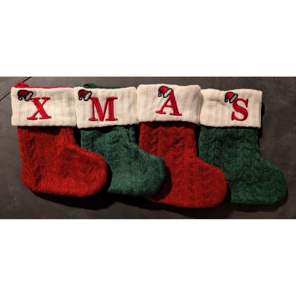 Ayoya 4 Peices Christmas Knit Stockings Decorations 7 Inch